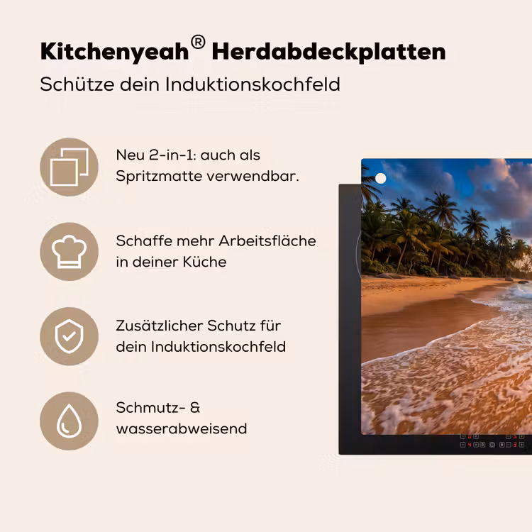 Strand - Zonsondergang - Golven - Natuur - Goud Inductie beschemer met haakjes klein -ky-usp-de