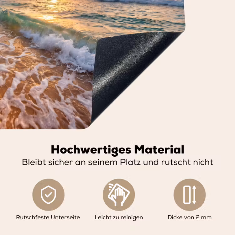 Strand - Zonsondergang - Golven - Natuur - Goud Inductie beschemer met haakjes klein -ky-onderkant-de