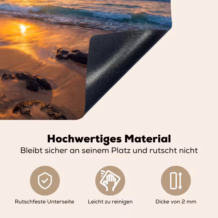 Strand - Zonsondergang - Golven - Natuur - Oranje Inductie beschemer met haakjes klein -ky-onderkant-de
