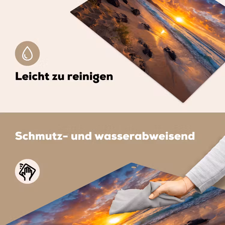 Strand - Zonsondergang - Golven - Natuur - Oranje Inductie beschemer met haakjes klein -ky-schoon-de