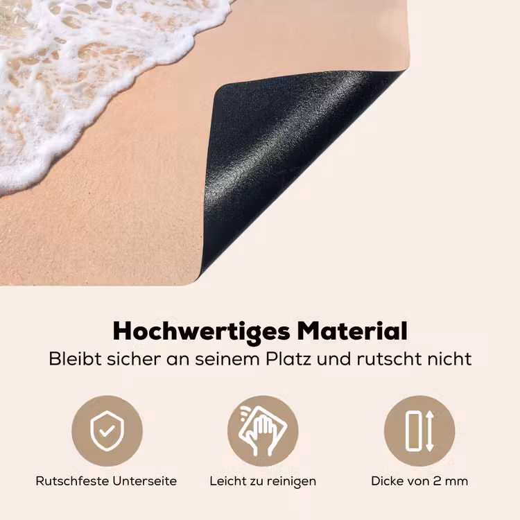 Strand - Water - Natuur - Blauw - Beige Inductie beschemer met haakjes klein -ky-onderkant-de