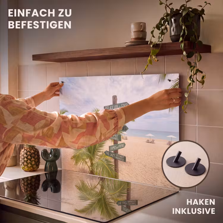 Strand - Wegwijzer - Palmen - Tropisch - Groen Inductie beschemer met haakjes klein -ky-ophangen-de