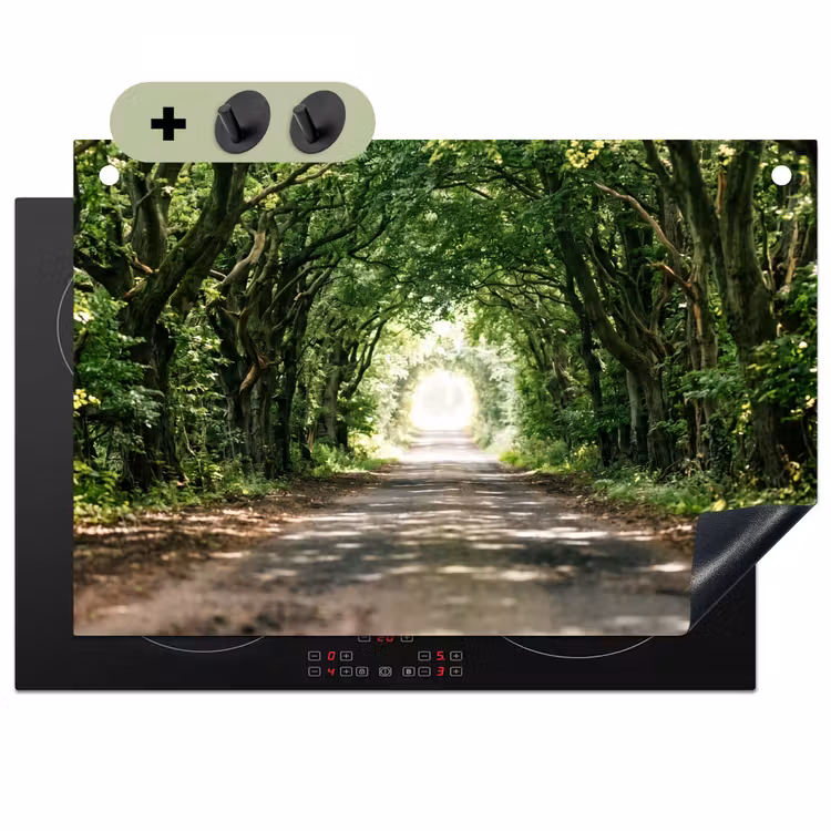 Weg - Bomen - Natuur - Groen Inductie beschemer met haakjes klein -3d