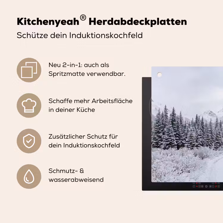 Weg - Bergen - Sneeuw - Naaldbos - Avontuurlijk Inductie beschemer met haakjes klein -ky-usp-de