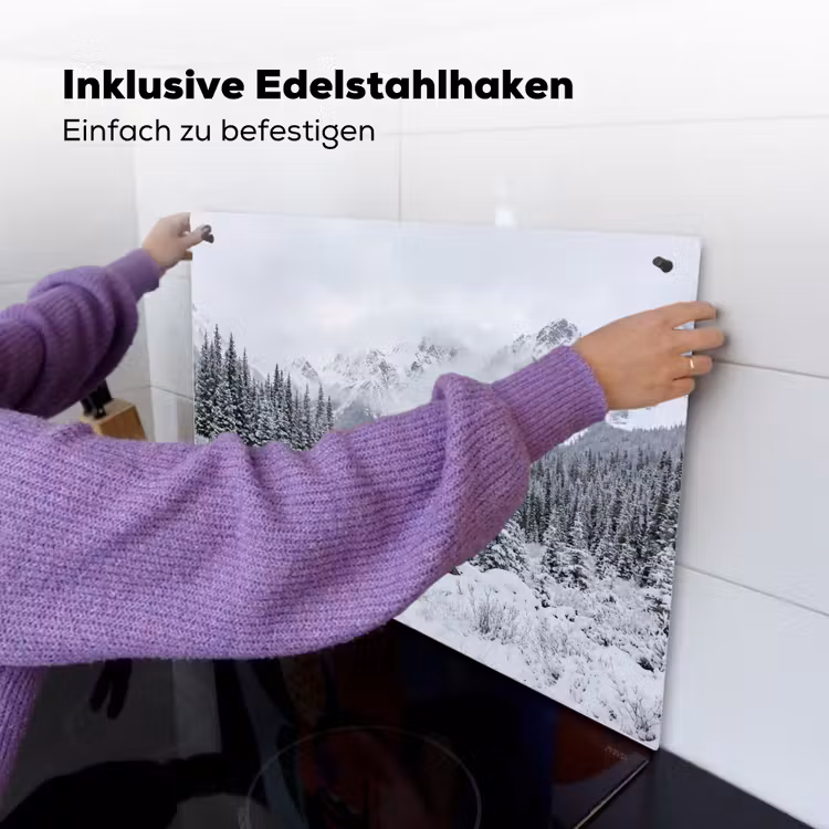 Weg - Bergen - Sneeuw - Naaldbos - Avontuurlijk Inductie beschemer met haakjes klein -ky-ophangen-de
