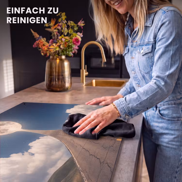 2-in-1 Herdabdeckplatte & Spritzschutz - Straße – Mond – Nacht - Weg - Maan - Nacht Inductie beschemer met haakjes klein