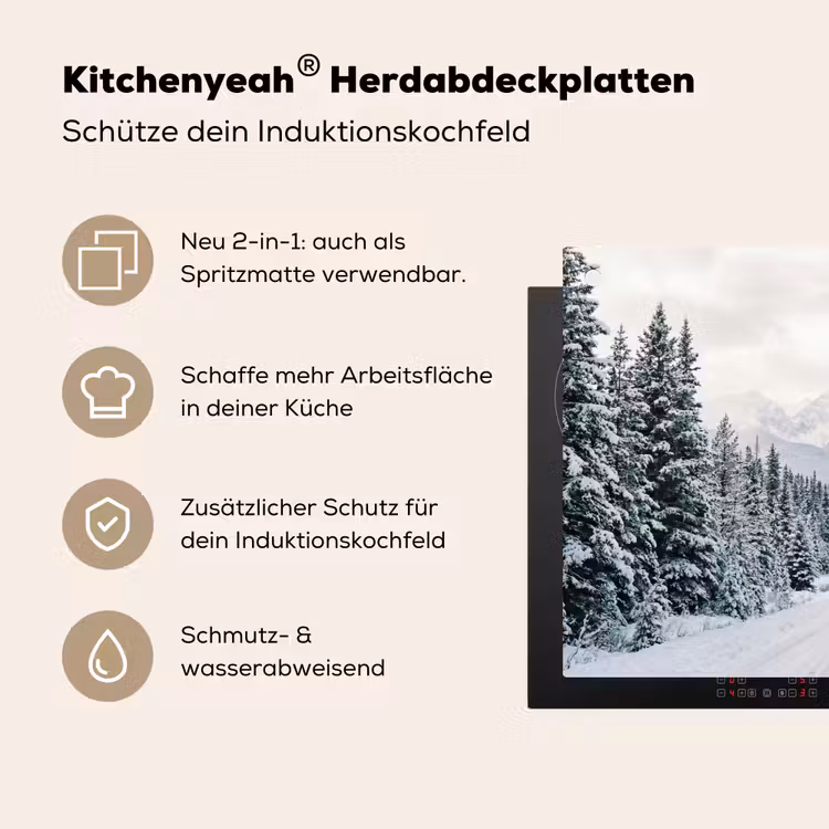 Weg - Sneeuw - Naaldbos - Winter - Avontuurlijk Inductie beschemer met haakjes klein -ky-usp-de