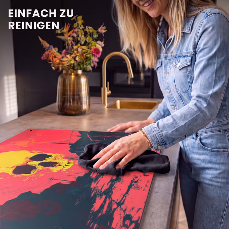 2-in-1 Herdabdeckplatte & Spritzschutz - Straße - Verlassen - Totenkopf - Gelb - Straat - Verlaten - Schedel - Geel Inductie beschemer met haakjes klein