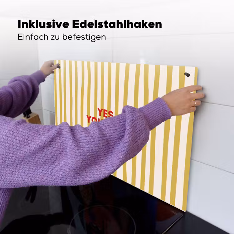 Strepen - Abstract - Yes you can - Rood Inductie beschemer met haakjes klein -ky-ophangen-de