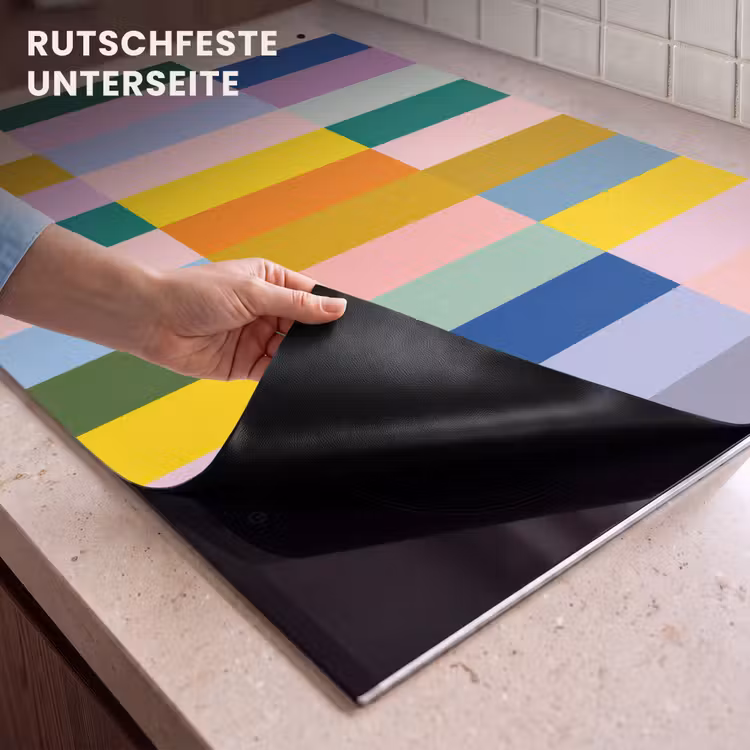 2-in-1 Herdabdeckplatte & Spritzschutz - Streifen - Blau - Muster - Abstrakt - Stroken - Blauw - Patroon - Abstract Inductie beschemer met haakjes klein