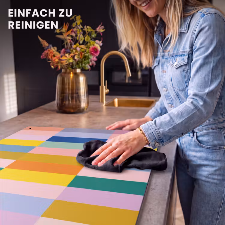 2-in-1 Herdabdeckplatte & Spritzschutz - Streifen - Blau - Muster - Abstrakt - Stroken - Blauw - Patroon - Abstract Inductie beschemer met haakjes klein