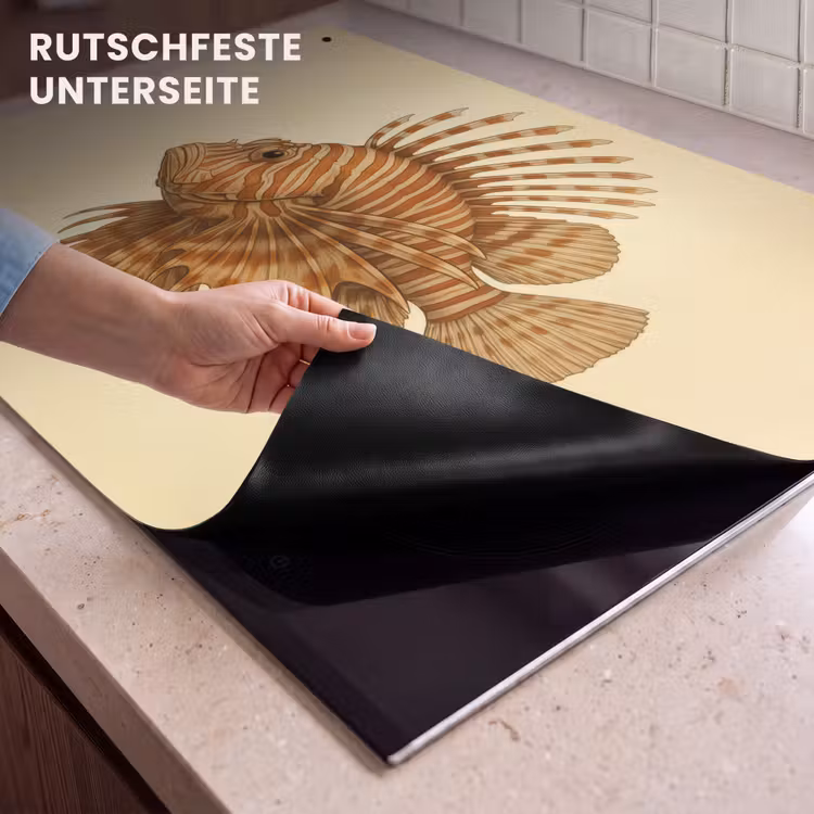 2-in-1 Herdabdeckplatte & Spritzschutz - Streifen - Fisch - Rund - Stacheln - Strepen - Vis - Rond - Stekels Inductie beschemer met haakjes klein