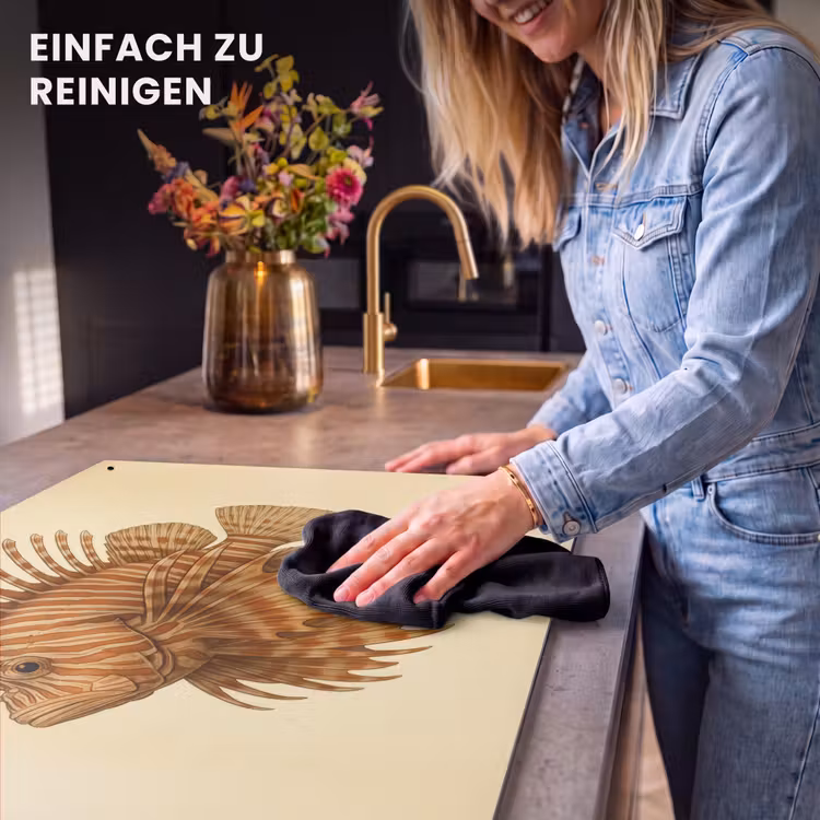 2-in-1 Herdabdeckplatte & Spritzschutz - Streifen - Fisch - Rund - Stacheln - Strepen - Vis - Rond - Stekels Inductie beschemer met haakjes klein