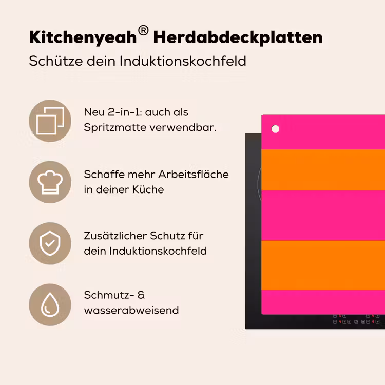 Strepen - Horizontaal - Roze Inductie beschemer met haakjes klein 777 -ky-usp-de