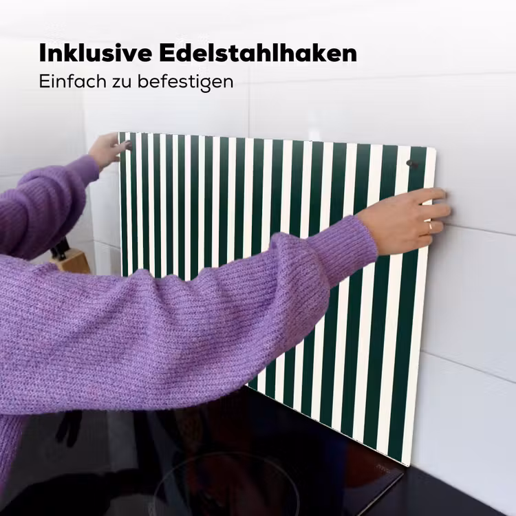Strepen - Klassiek - Groen Inductie beschemer met haakjes klein 777 -ky-ophangen-de