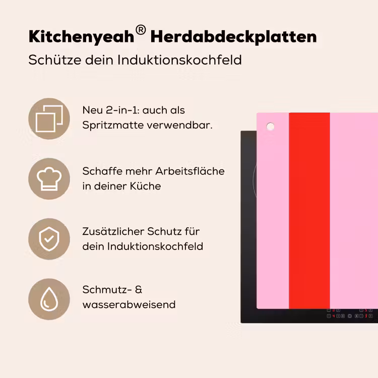 Strepen - Klassiek - Roze Inductie beschemer met haakjes klein 777 -ky-usp-de