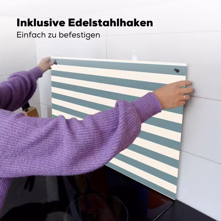 Strepen - Modern - Blauw Inductie beschemer met haakjes klein 777 -ky-ophangen-de