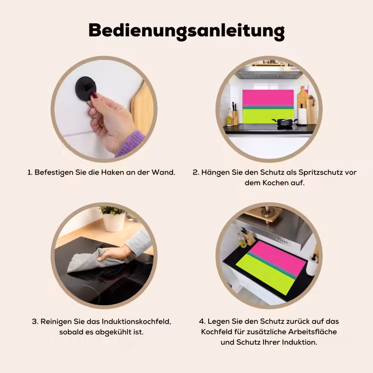 Strepen - Modern - Kleurrijk Inductie beschemer met haakjes klein -ky-gebruik-de