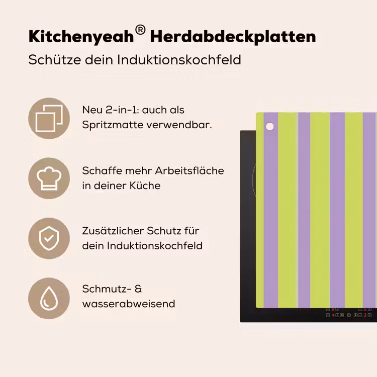 Strepen - Patroon - Groen Inductie beschemer met haakjes klein 777 -ky-usp-de