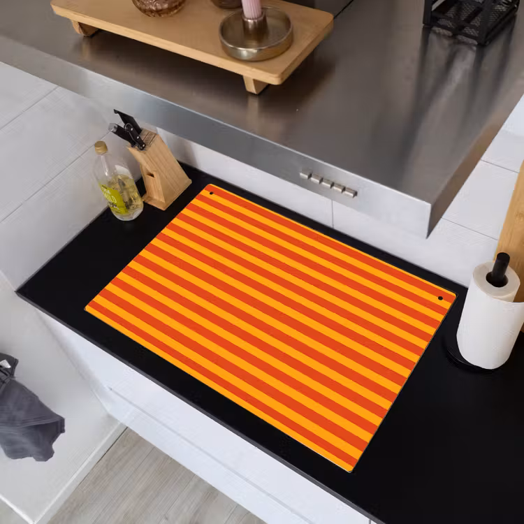 Strepen - Patroon - Oranje Inductie beschemer met haakjes klein 777 -sfeer1