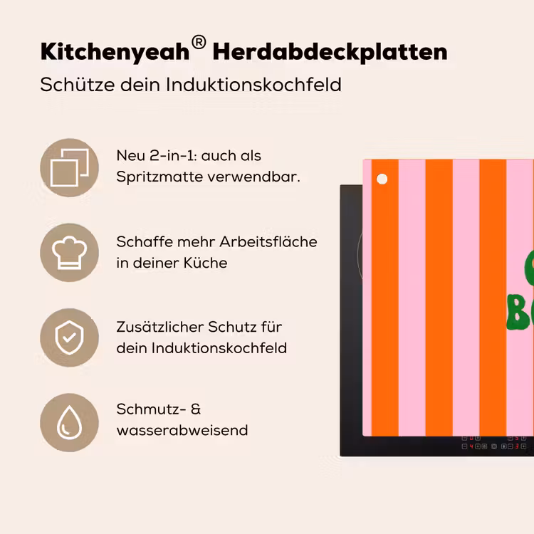 Strepen - Oranje - Verticaal - Ciao bella Inductie beschemer met haakjes klein -ky-usp-de