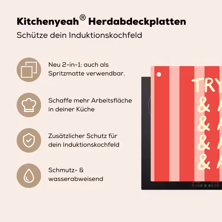 Strepen - Rood - Try again Inductie beschemer met haakjes klein -ky-usp-de