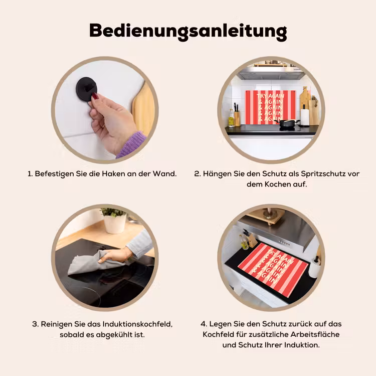 Strepen - Rood - Try again Inductie beschemer met haakjes klein -ky-gebruik-de