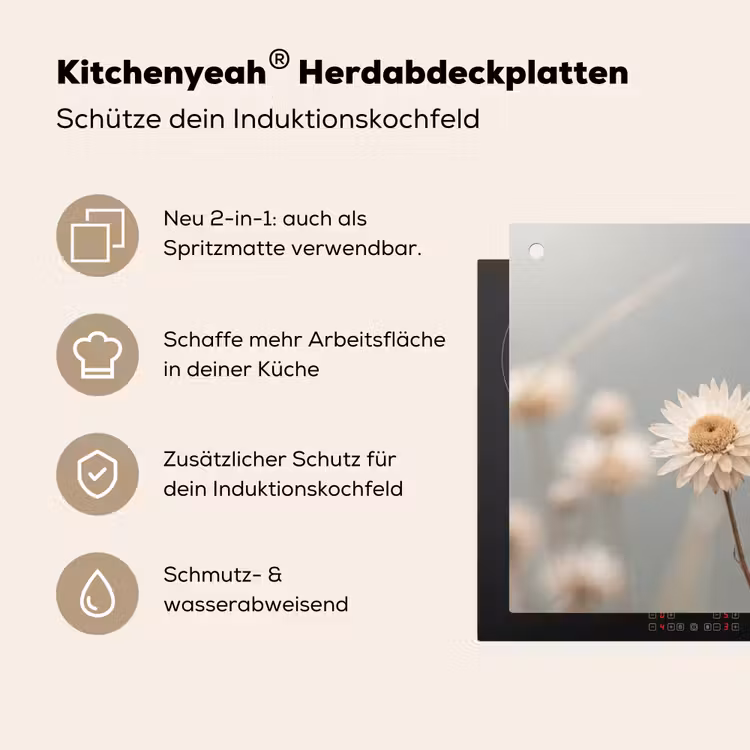 Strobloemen - Wit - Daglicht Inductie beschemer met haakjes klein -ky-usp-de