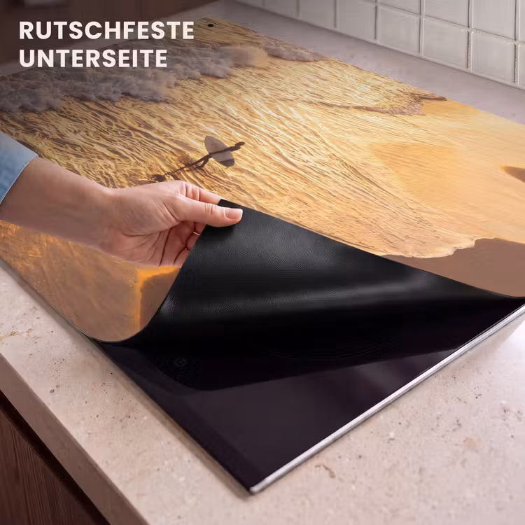 Surfer - Strand - Zonsondergang - Oceaan - Goud Inductie beschemer met haakjes klein -ky-onderkant-de