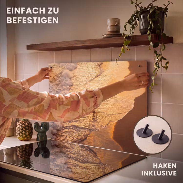 Surfer - Strand - Zonsondergang - Oceaan - Goud Inductie beschemer met haakjes klein -ky-ophangen-de