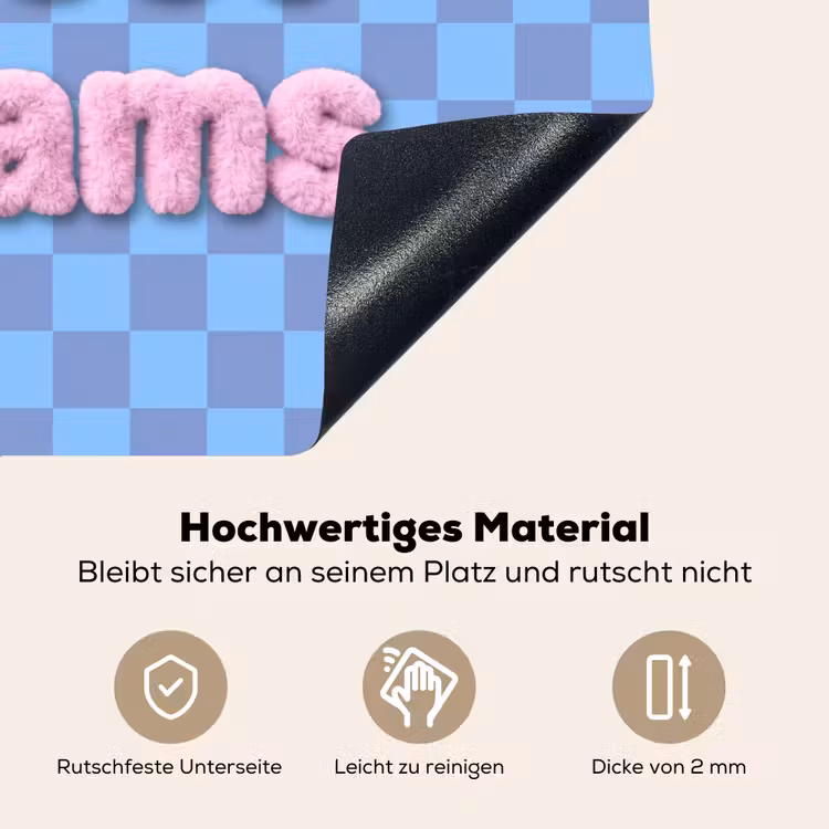 Sweet dreams - Vierkanten - Roze - Blauw Inductie beschemer met haakjes klein -ky-onderkant-de
