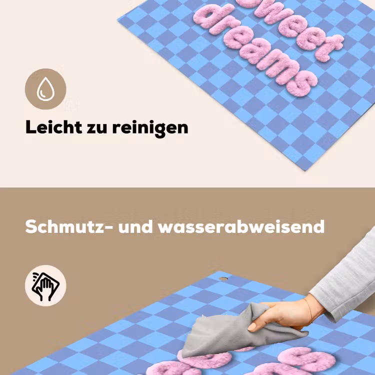 Sweet dreams - Vierkanten - Roze - Blauw Inductie beschemer met haakjes klein -ky-schoon-de