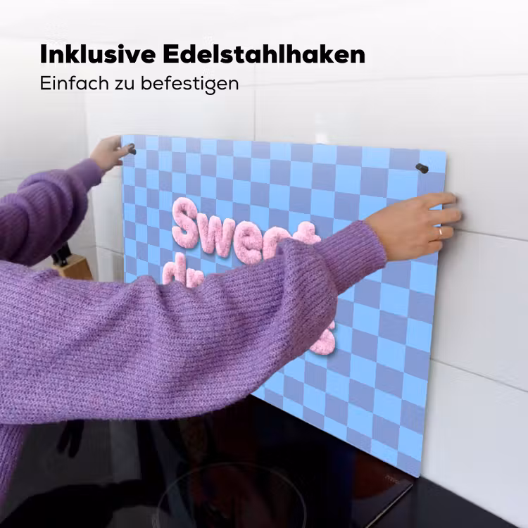 Sweet dreams - Vierkanten - Roze - Blauw Inductie beschemer met haakjes klein -ky-ophangen-de