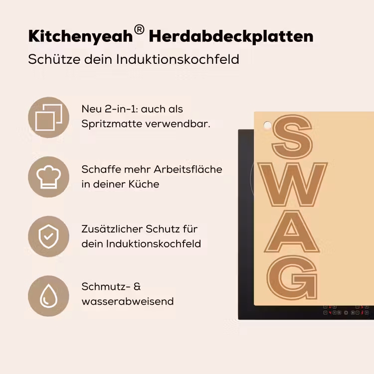 Swag - Bruin - Beige Inductie beschemer met haakjes klein -ky-usp-de