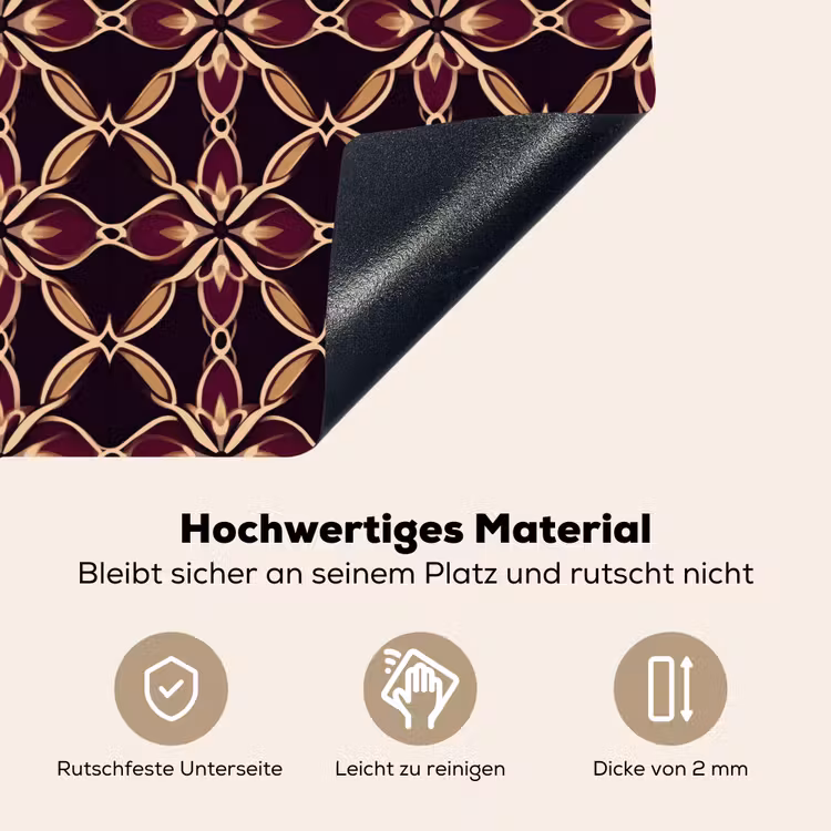 Symmetrisch - Tegel - Burgundy Inductie beschemer met haakjes klein 777 -ky-onderkant-de