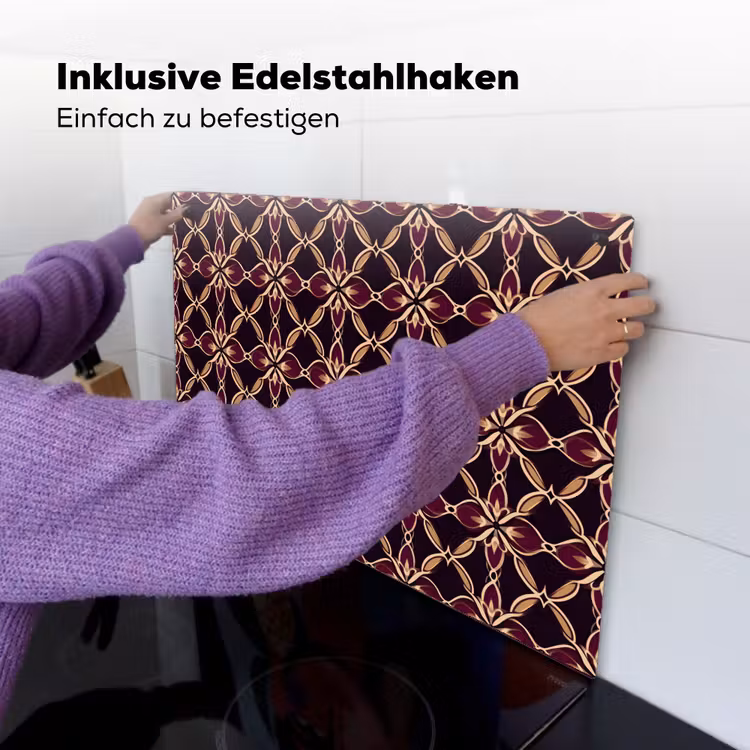 Symmetrisch - Tegel - Burgundy Inductie beschemer met haakjes klein 777 -ky-ophangen-de