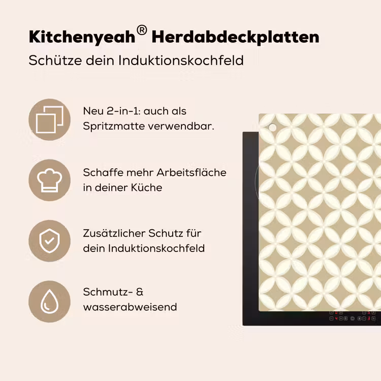 Symmetrisch - Motief - Beige Inductie beschemer met haakjes klein 777 -ky-usp-de