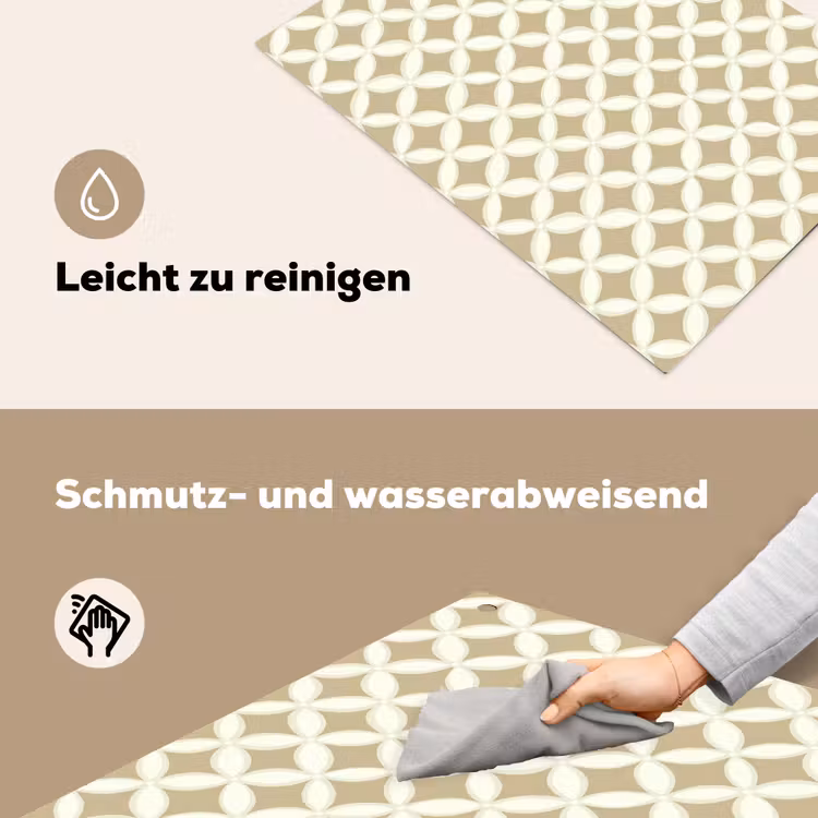Symmetrisch - Motief - Beige Inductie beschemer met haakjes klein 777 -ky-schoon-de