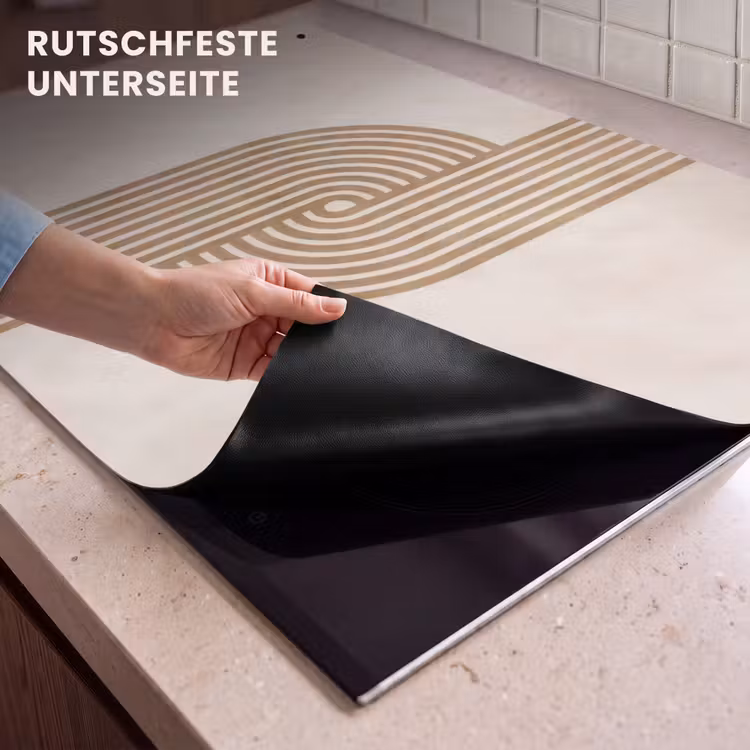 2-in-1 Herdabdeckplatte & Spritzschutz - Symmetrische Biegung - kupferfarbig - Symmetrische bocht - Koperkleurig Inductie beschemer met haakjes klein