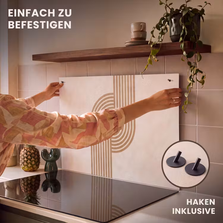 2-in-1 Herdabdeckplatte & Spritzschutz - Symmetrische Biegung - kupferfarbig - Symmetrische bocht - Koperkleurig Inductie beschemer met haakjes klein