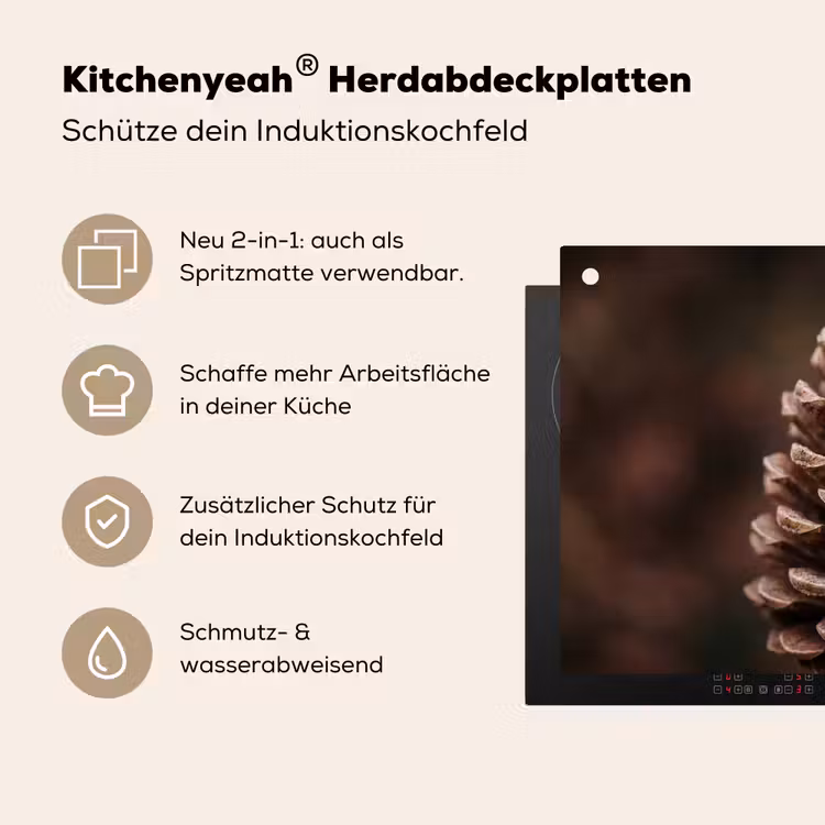 Dennenappel - Bos - Herfst - Bruin - Sfeervol Inductie beschemer met haakjes klein -ky-usp-de