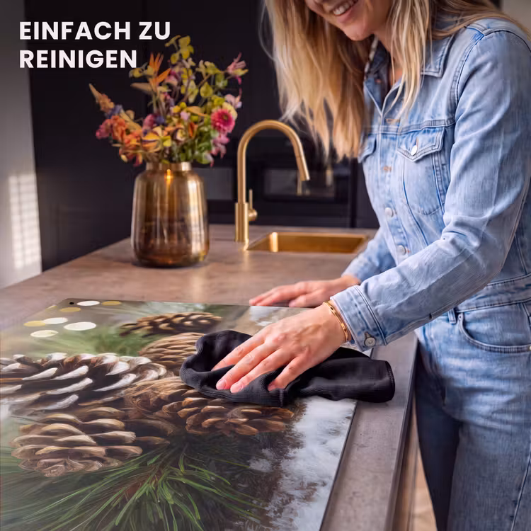 2-in-1 Herdabdeckplatte & Spritzschutz - Tannenzapfen - Weihnachtsstimmung - Braun - Grün - Dennenappels - Kerstsfeer - Bruin - Groen Inductie beschemer met haakjes klein