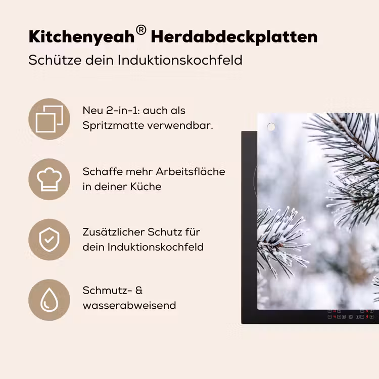 Dennenappel - Tak - Sneeuw - Winter - Sfeervol Inductie beschemer met haakjes klein -ky-usp-de