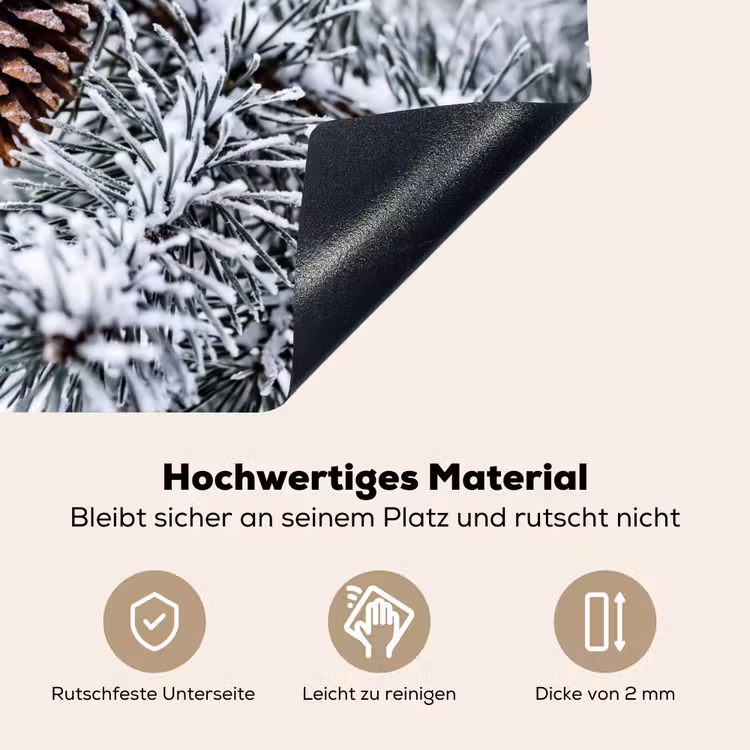 Dennenappel - Tak - Sneeuw - Winter - Sfeervol Inductie beschemer met haakjes klein -ky-onderkant-de