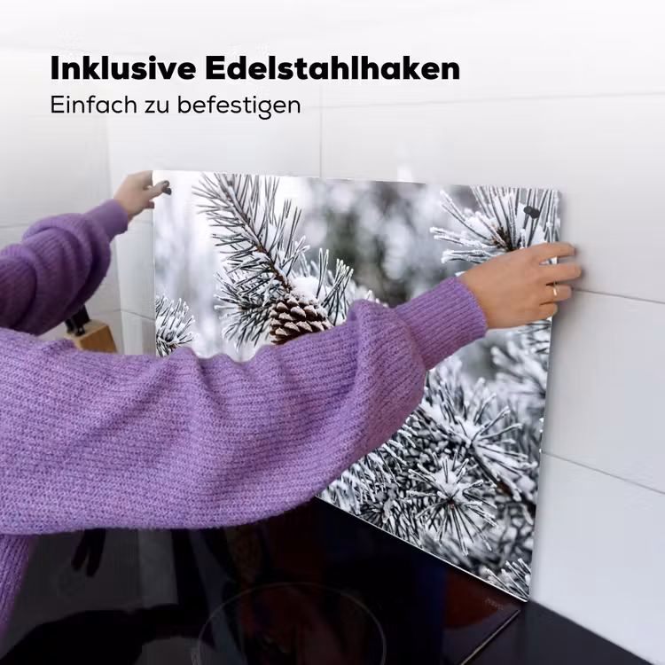 Dennenappel - Tak - Sneeuw - Winter - Sfeervol Inductie beschemer met haakjes klein -ky-ophangen-de