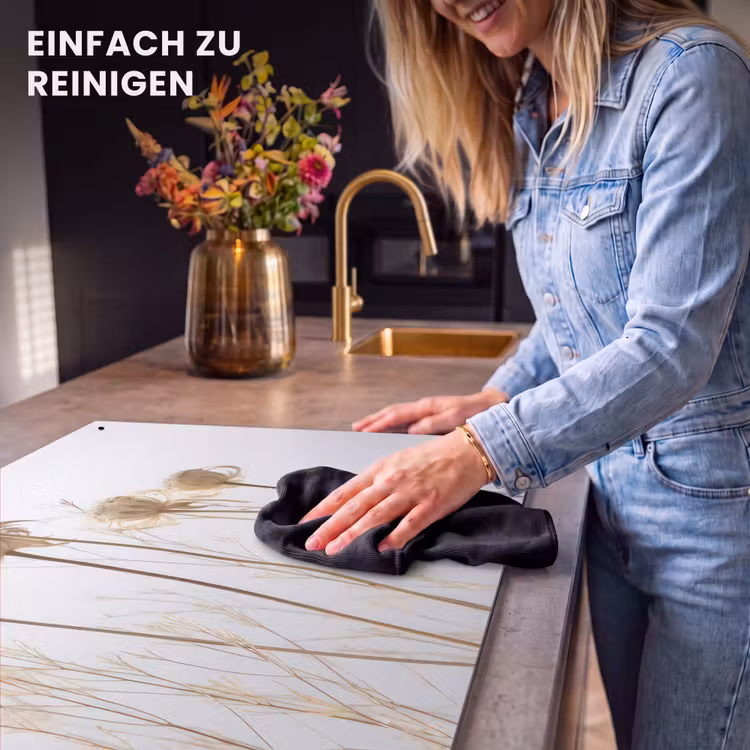 2-in-1 Herdabdeckplatte & Spritzschutz - Tanz der verblassten Blumen - Verbleekte Bloemendans Inductie beschemer met haakjes klein