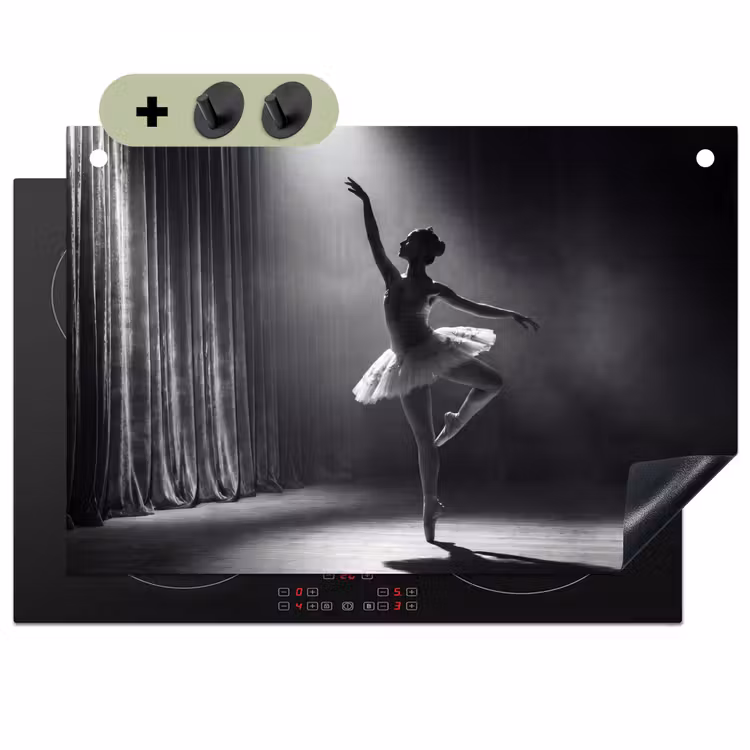 Danser - Podium - Zwart-wit - Kunst - Klassiek Inductie beschemer met haakjes klein -3d