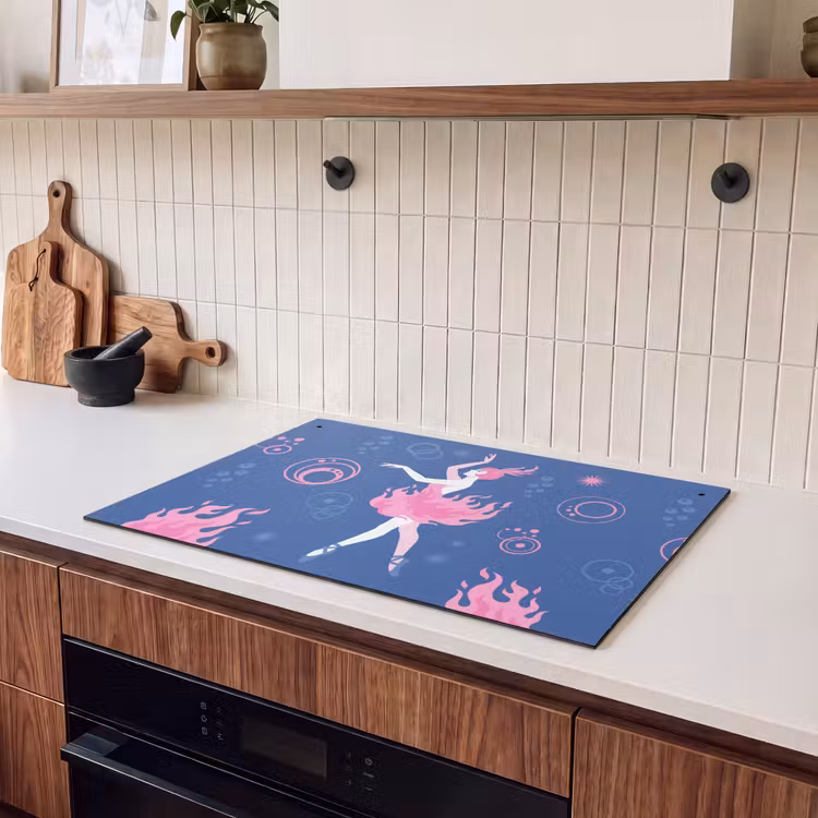 Danseres - Vlammenrok - Abstract - Roze - Blauw Inductie beschemer met haakjes klein -sfeer1
