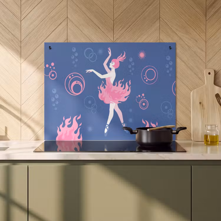 Danseres - Vlammenrok - Abstract - Roze - Blauw Inductie beschemer met haakjes klein -sfeer2