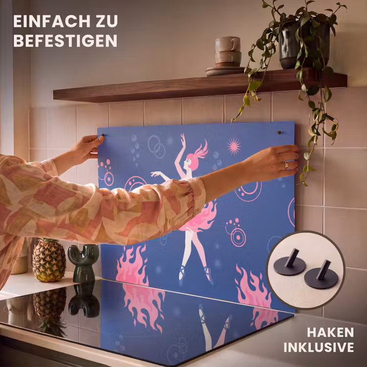Danseres - Vlammenrok - Abstract - Roze - Blauw Inductie beschemer met haakjes klein -ky-ophangen-de